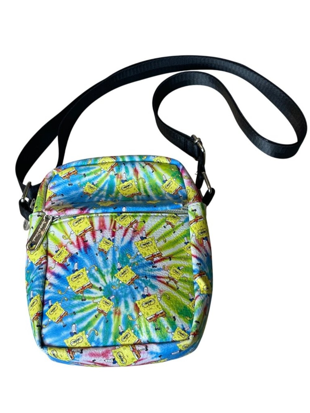 Buckle Down SpongeBob Tie-Dye Print Crossbody Bag Vegan Leather Adjustable Strap